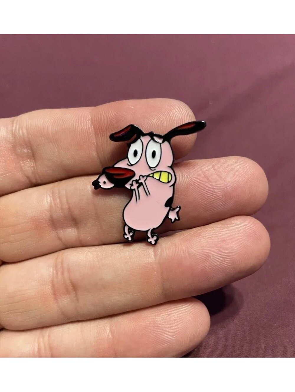 Courage The Cowardly Dog Cartoon Character 1" Tall Enamel Metal Pin